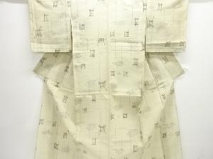 アンティーク　紗紬絣柄織り出し着物